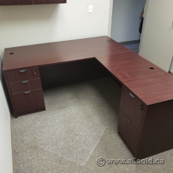 Mahogany L Suite Desk with Dual Pedestal Storage 72" x 72"